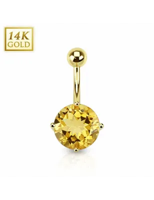 Piercing nombril Or 14 carats Citrine