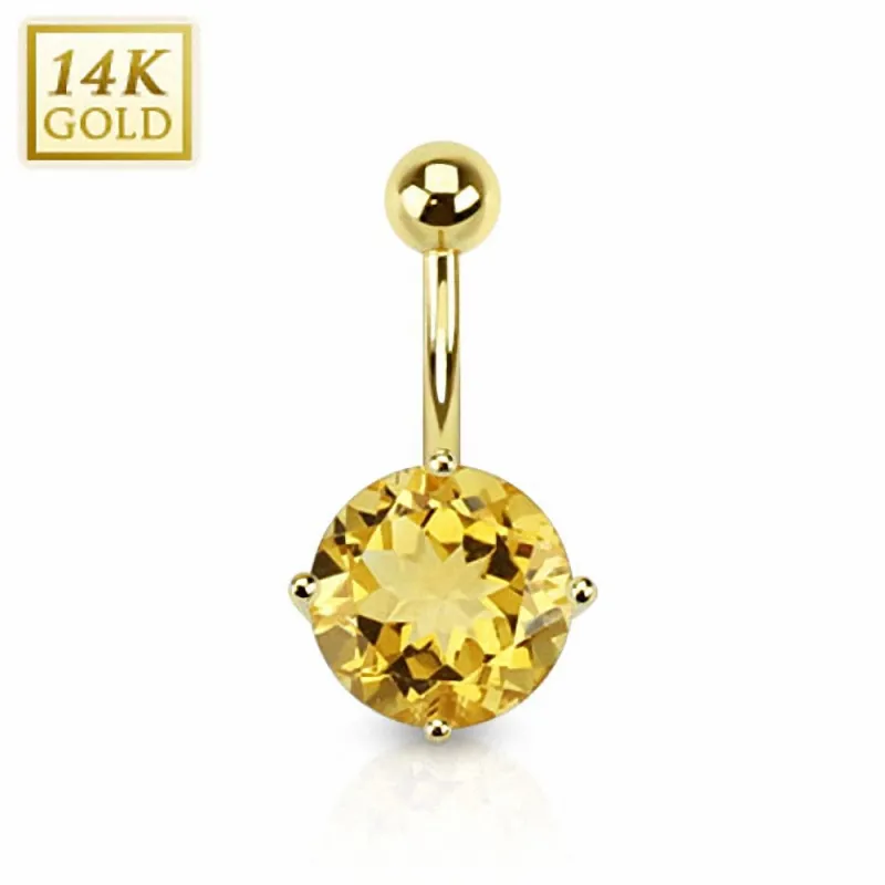 Piercing nombril Or 14 carats Citrine