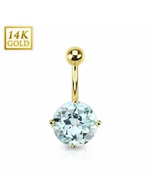 Piercing nombril Or 14 carats Topaze Bleu ciel