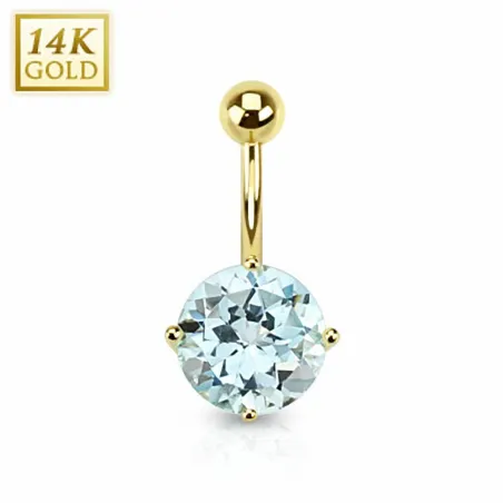 Piercing nombril Or 14 carats Topaze Bleu ciel
