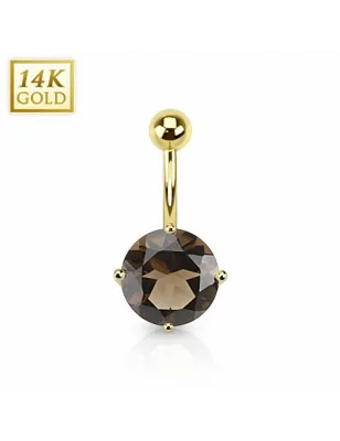 Piercing nombril Or 14 carats Quartz fumé