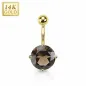 Piercing nombril Or 14 carats Quartz fumé