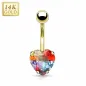 Piercing nombril Or 14 carats Gemme Coeur Multicolore