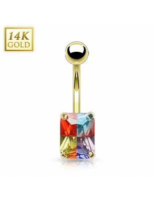 Piercing nombril Or 14 carats Gemme Rectangulaire Multicolore