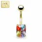 Piercing nombril Or 14 carats Gemme Rectangulaire Multicolore