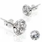 Paire Boucles d'oreille Clous Pierre Ronde Or Blanc 14K