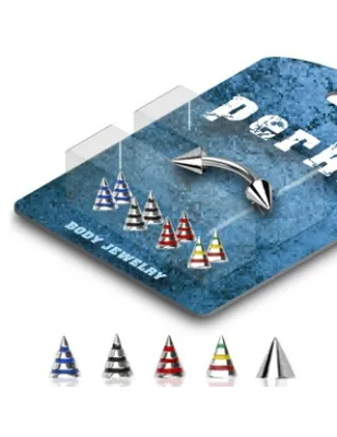 Pack Piercing Arcade Acier chirurgical Pointes Striées  - Bijou Piercing pour Arcade