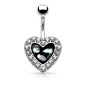 Piercing nombril coeur pavé nacre