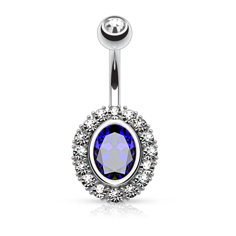Piercing nombril ovale gemme