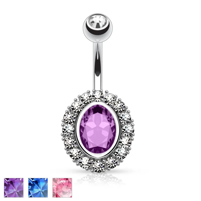 Piercing nombril ovale gemme