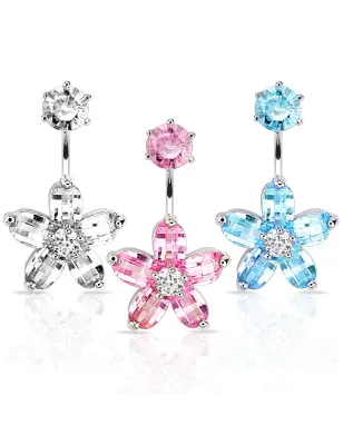 Piercing nombril fleur gemmes