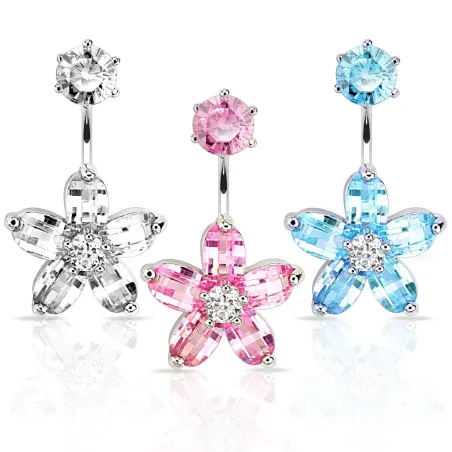 Piercing nombril fleur gemmes