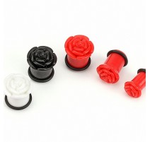 Piercing plug acrylique rose sculptée