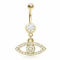 Piercing nombril plaqué or oeil omniscient