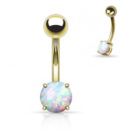 Piercing nombril opale plaqué or