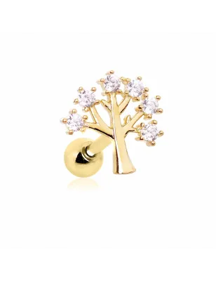 Piercing cartilage plaqué or arbre