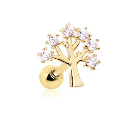 Piercing cartilage plaqué or arbre