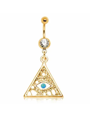 Piercing nombril plaqué or oeil des illuminati