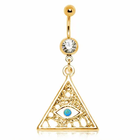 Piercing nombril plaqué or oeil des illuminati