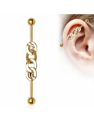 Piercing industriel plaqué or anneaux