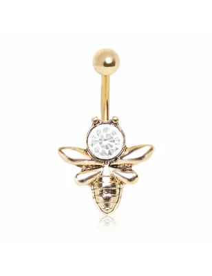Piercing nombril plaqué or abeille
