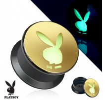 Piercing plug acrylique doré Playboy