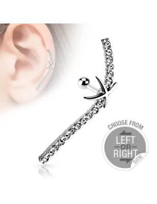 Piercing cartilage ligne de strass