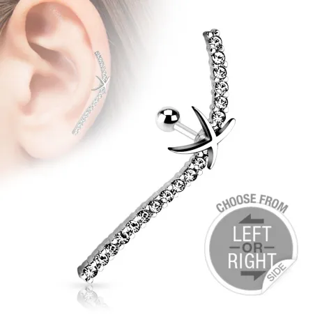 Piercing cartilage ligne de strass