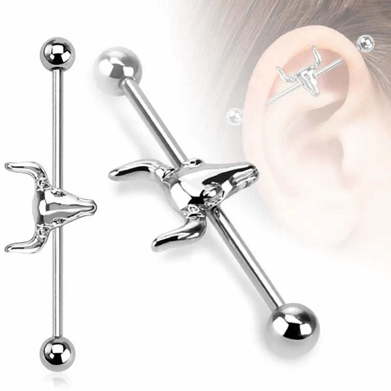 Piercing industriel oreille taureau Piercing industriel oreille taureau