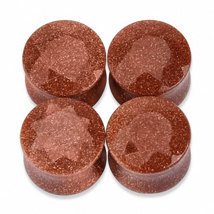 Piercing Plug Pierre semi précieuse Sable d'or Facettes