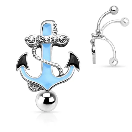 Piercing nombril inversé ancre marine