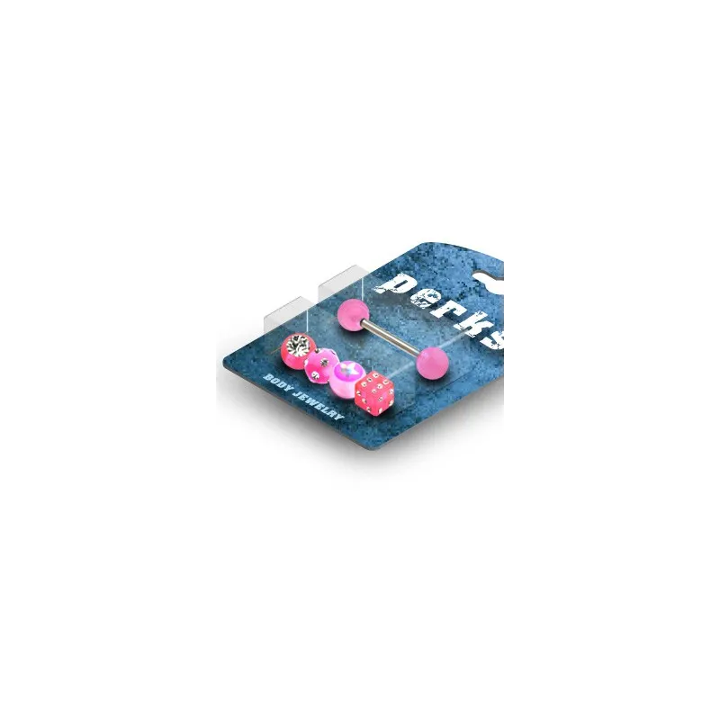 Pack Piercing Langue Gem et Etoile Acrylique Rose
