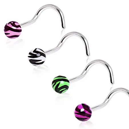 Piercing nez boule zébrée