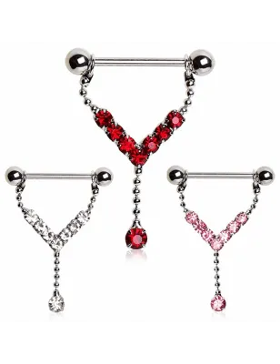 Piercing téton cascade gemmes