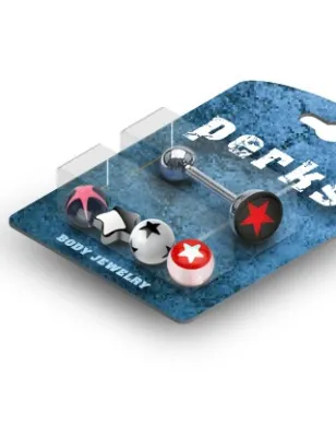 Pack Piercing Langue Etoile Acier et Acrylique  - Bijou Piercing Langue