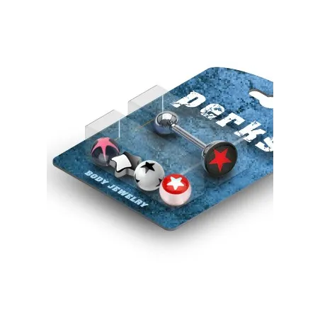 Pack Piercing Langue Etoile Acier et Acrylique  - Bijou Piercing Langue