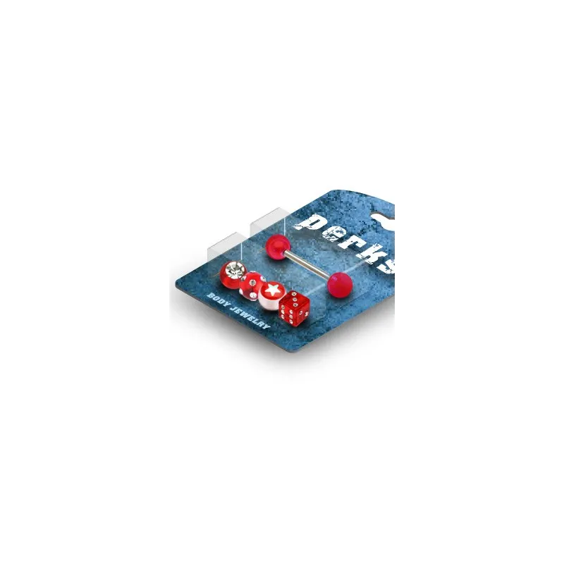 Pack Piercing Langue Gem et Etoile Acrylique (Rouge)