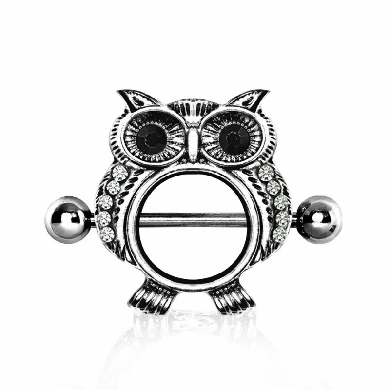 Piercing téton bouclier hibou