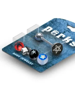 Pack Piercing Langue Etoile Acier et Acrylique (Bleu) - Bijou Piercing Langue