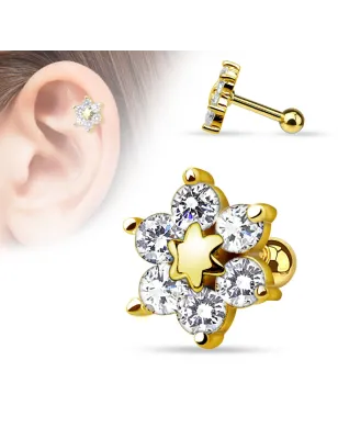 Piercing cartilage fleur rose