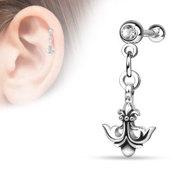 Piercing cartilage ancre fleur de lys