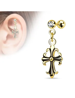 Piercing cartilage plaqué or croix celtique