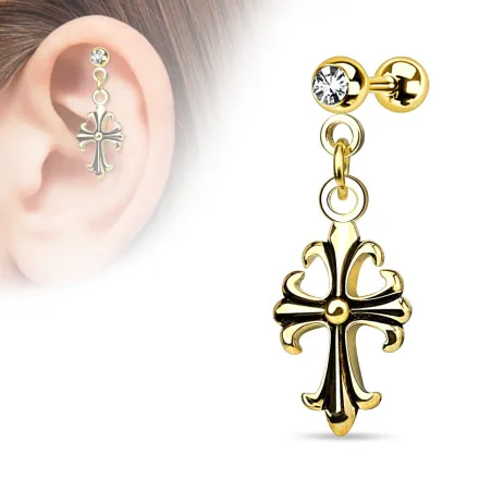 Piercing cartilage plaqué or croix celtique