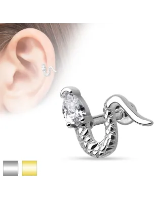 Piercing cartilage serpent strass