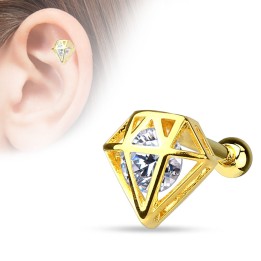 Piercing cartilage plaqué or diamant