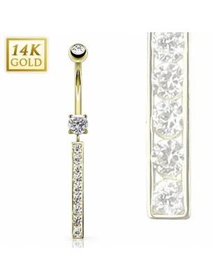 Piercing nombril Or 14 carats barre