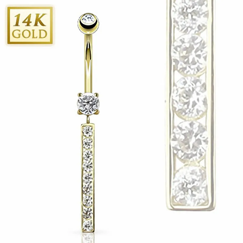 Piercing nombril Or 14 carats barre