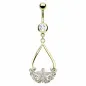 Piercing Nombril Plaqué Or Fleur Nacre