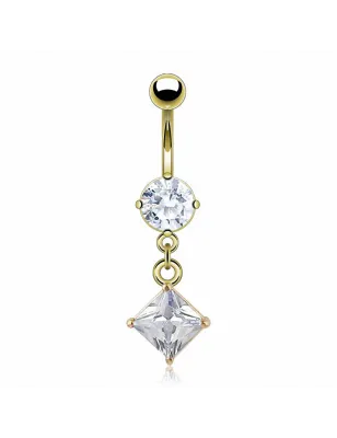 Piercing nombril Plaqué Or Gemme Carré