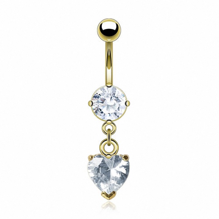 Piercing nombril Plaqué Or Gemme Coeur
